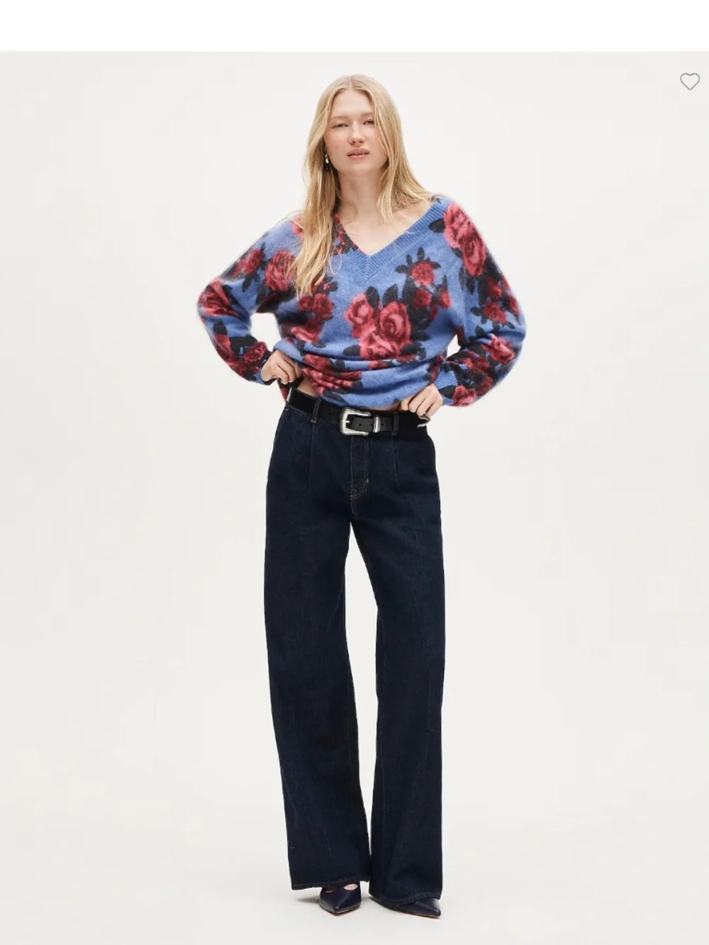 J.Crew Brushed cashmere relaxed V-neck sweater MEDIUM  in floral print